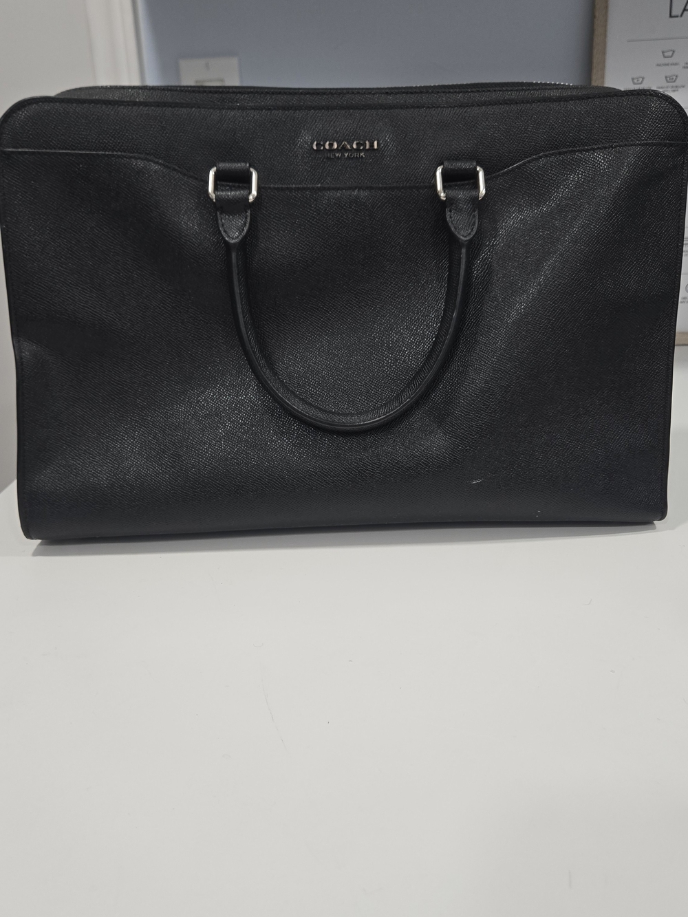Coach Black Leather Briefcase with Top Handles